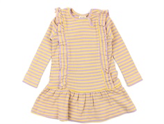 Petit Piao kjole lavender/yellow sun striber og flæser